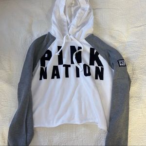PINK color block hoodie